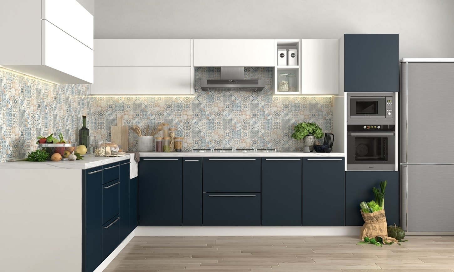 modular kitchen design with breakfast counter